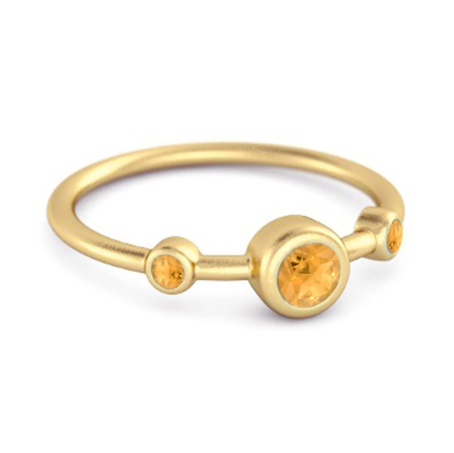 Three Stone Round Cut Citrine 925 Sterling Silver Bridal Ring