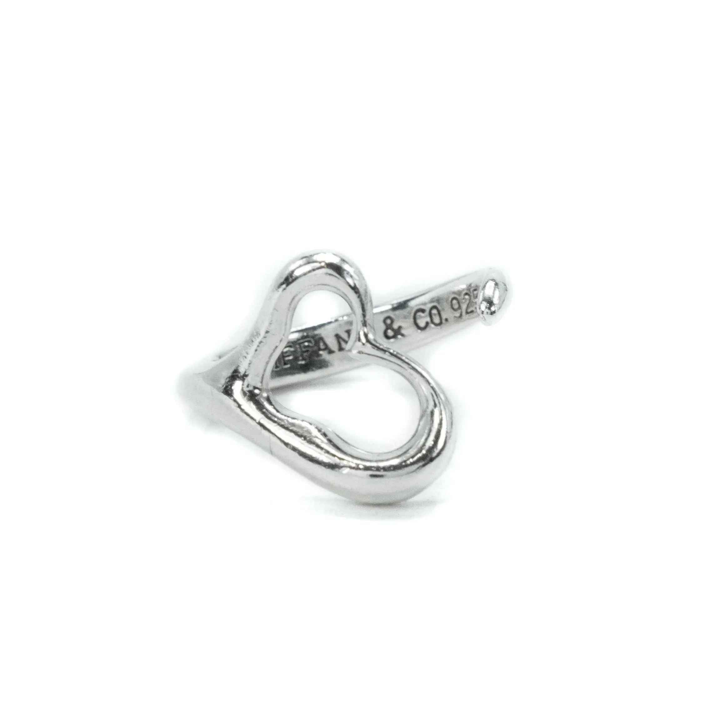 Tiffany & Co Elsa Peretti Open Heart Sterling Silver Ring Size - H