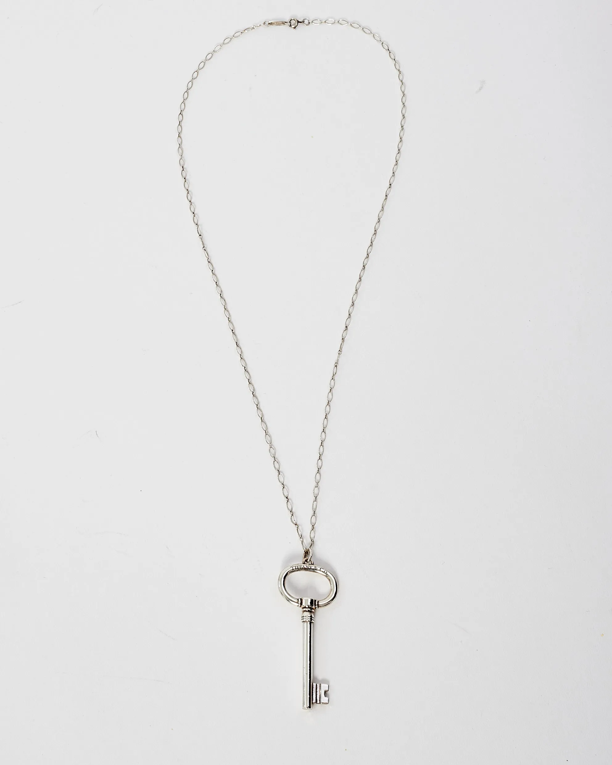 Tiffany & Co. Silver Oval Key Pendant Necklace
