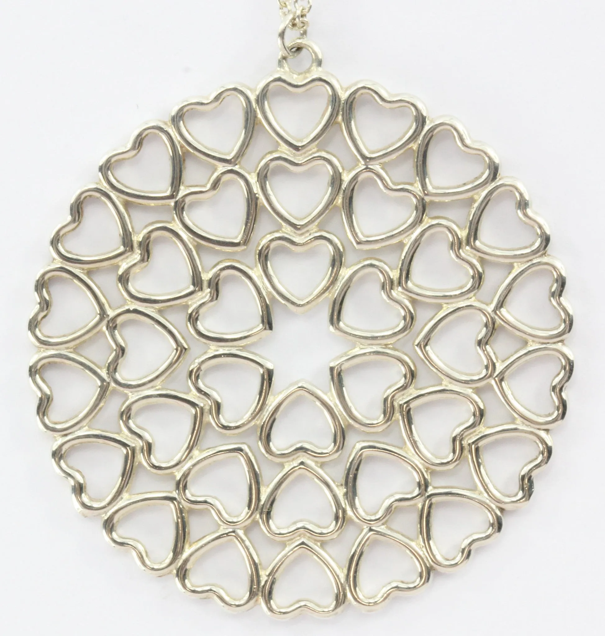 Tiffany & Co Sterling Silver 925 Paloma's Crown of Hearts Medallion Necklace