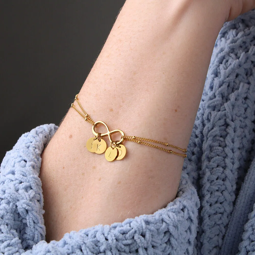 To My Loving Mother - You Are The World To Me! - Gold Infinity Bracelet (18k Gold Dipped)