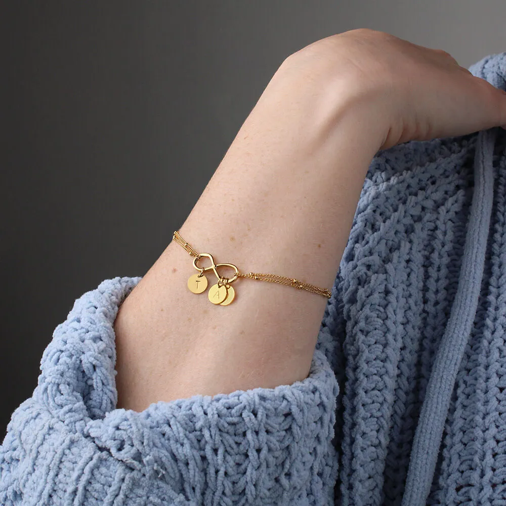 To My Loving Mother - You Are The World To Me! - Gold Infinity Bracelet (18k Gold Dipped)