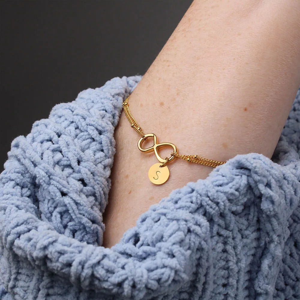 To My Loving Mother - You Are The World To Me! - Gold Infinity Bracelet (18k Gold Dipped)