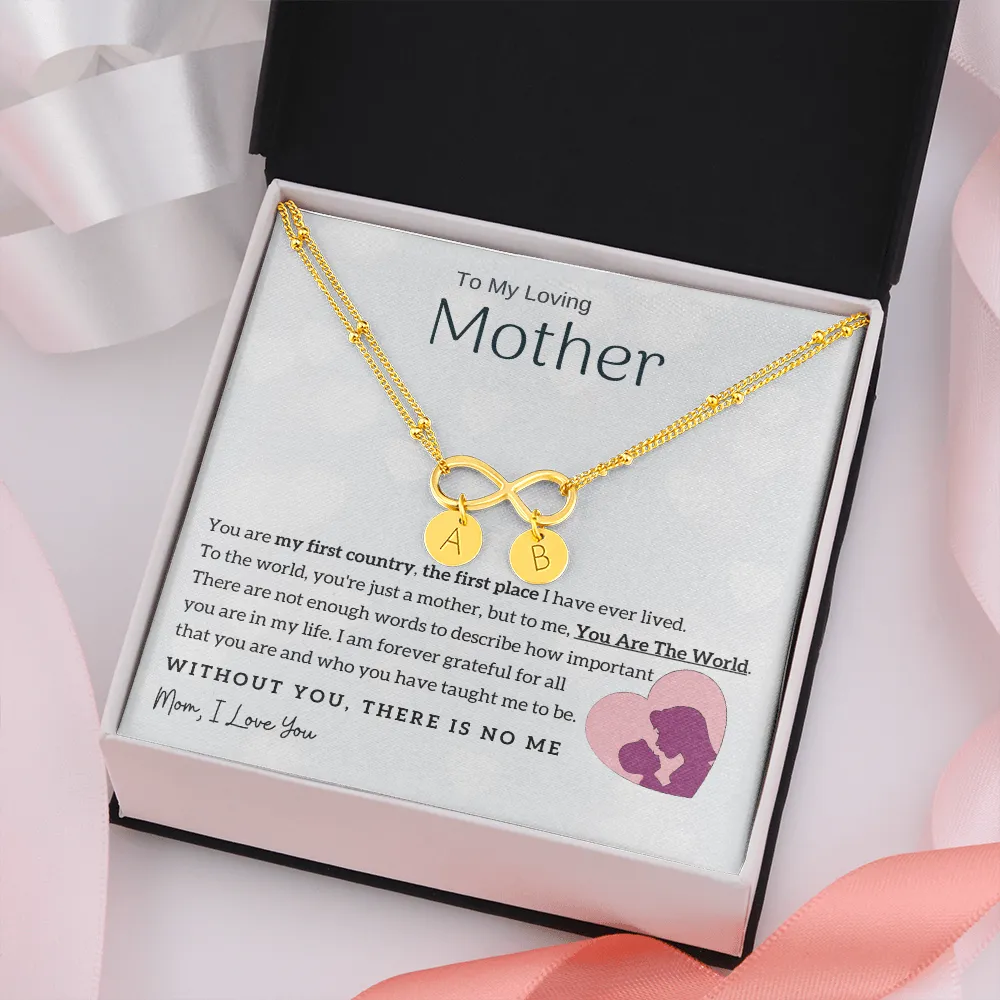 To My Loving Mother - You Are The World To Me! - Gold Infinity Bracelet (18k Gold Dipped)