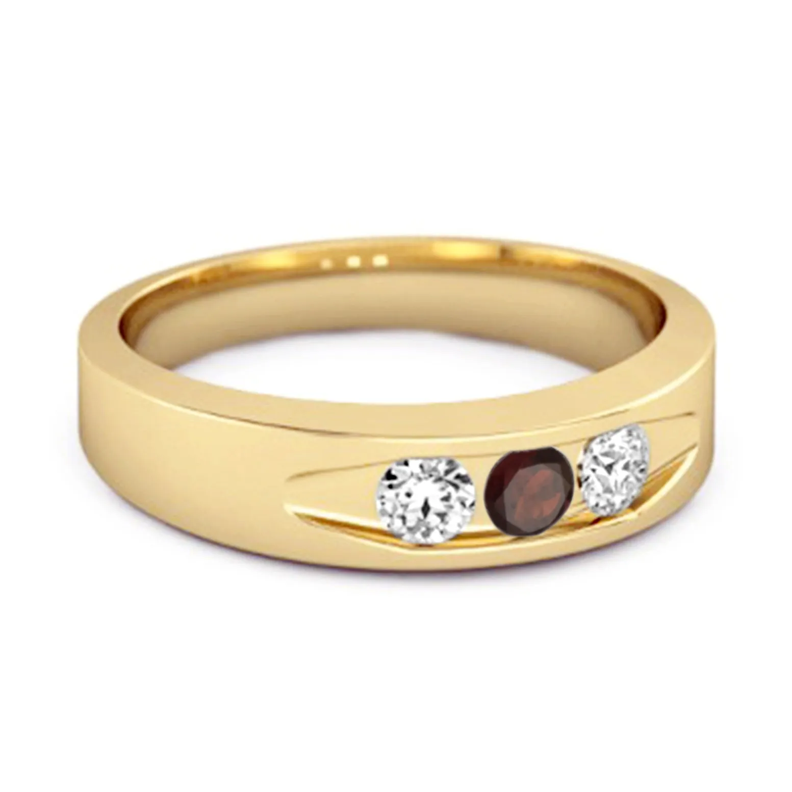 Tri Culvert Ring 925 Sterling Silver 0.30 Ct Garnet Ring