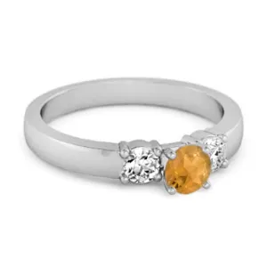 Tri Stone 0.10 Ctw Citrine 925 Sterling Silver Mystery Ring