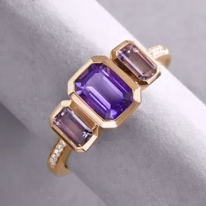 Triple Amethyst Ring In Rose Gold