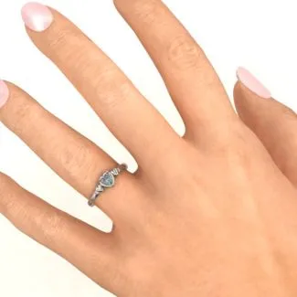 Triple Heart Birthstone Ring