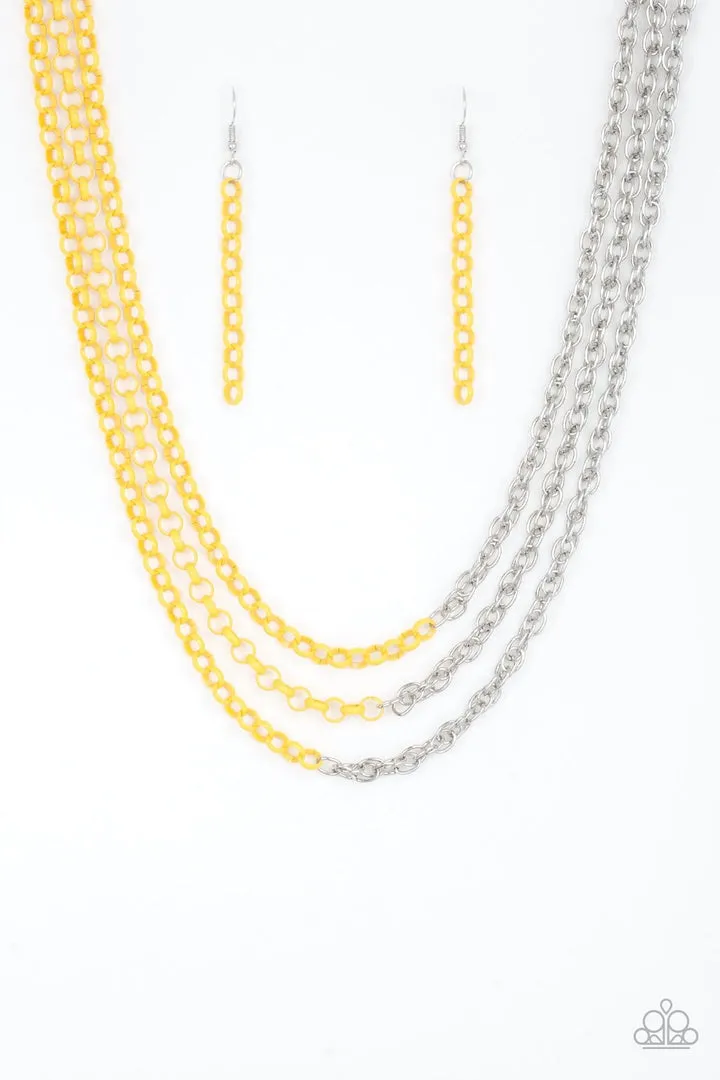 Turn Up the Volume Yellow Paparazzi Necklace