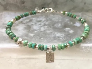 Turquoise Bracelet - Silver Fish Charm - Beaded Bracelet - Turquoise Jewelry - Girlfriend Gift - Women's Jewelry -December Birthstone
