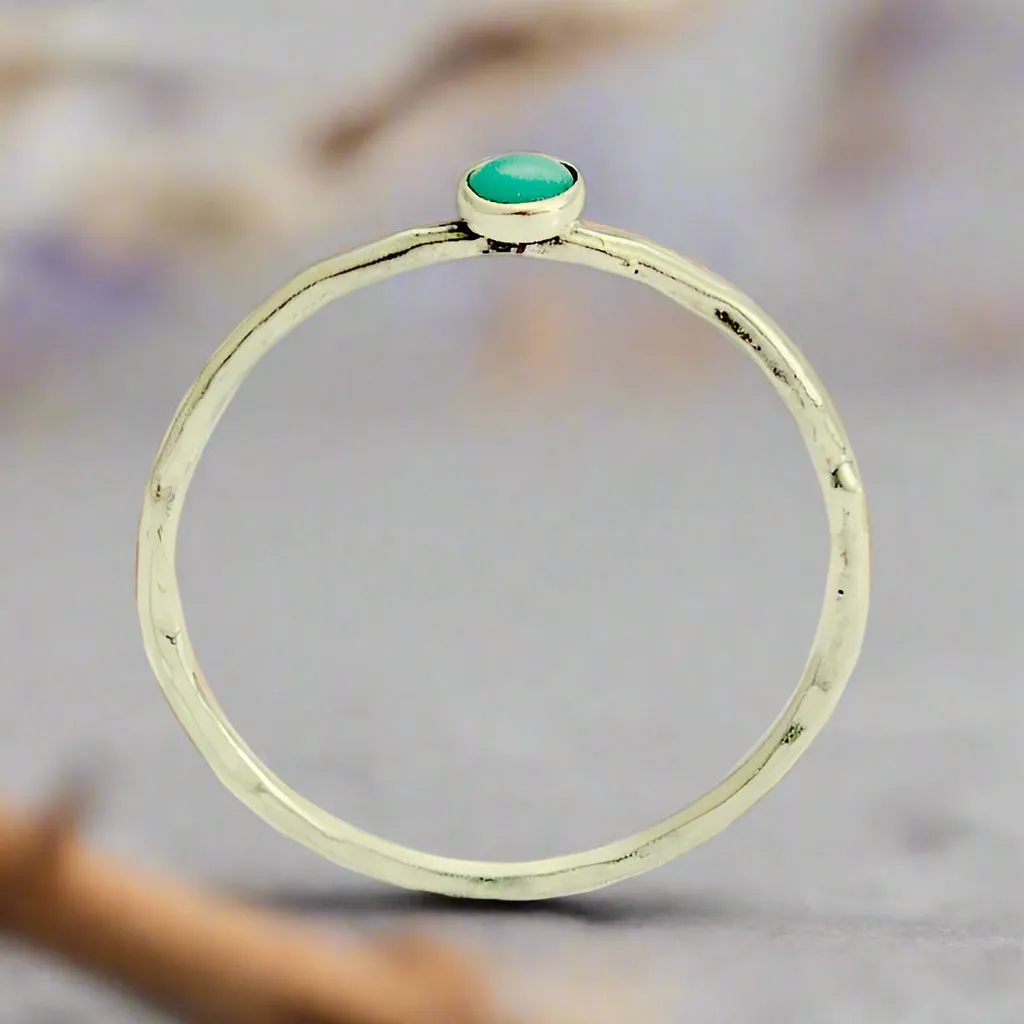 Turquoise Hammered Stacking Ring - Secret Smiles.