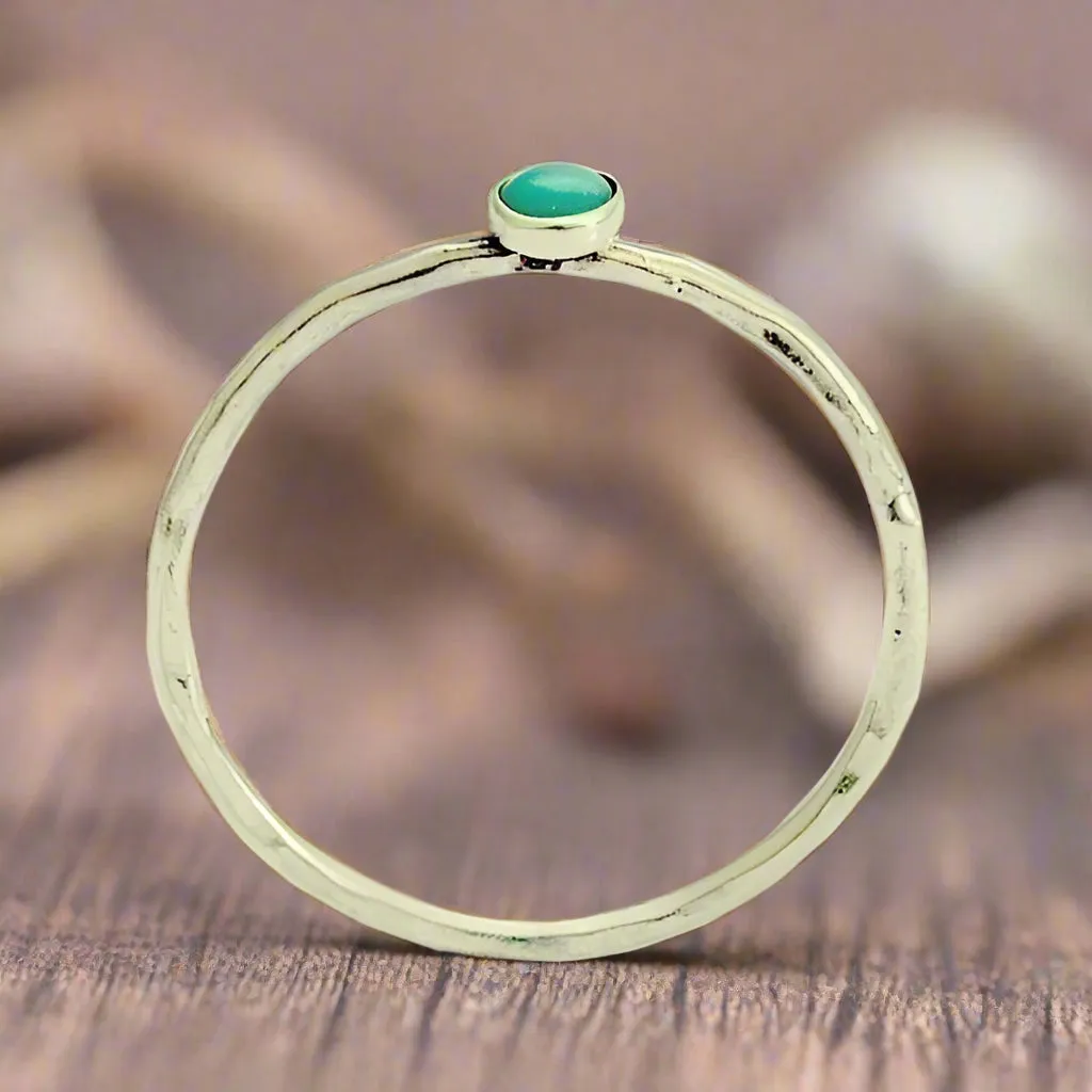 Turquoise Hammered Stacking Ring - Secret Smiles.