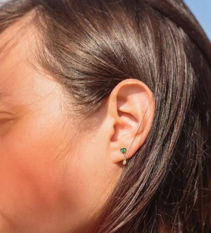 Turquoise "Byrdie" Heart Studs with Diamond Dangle