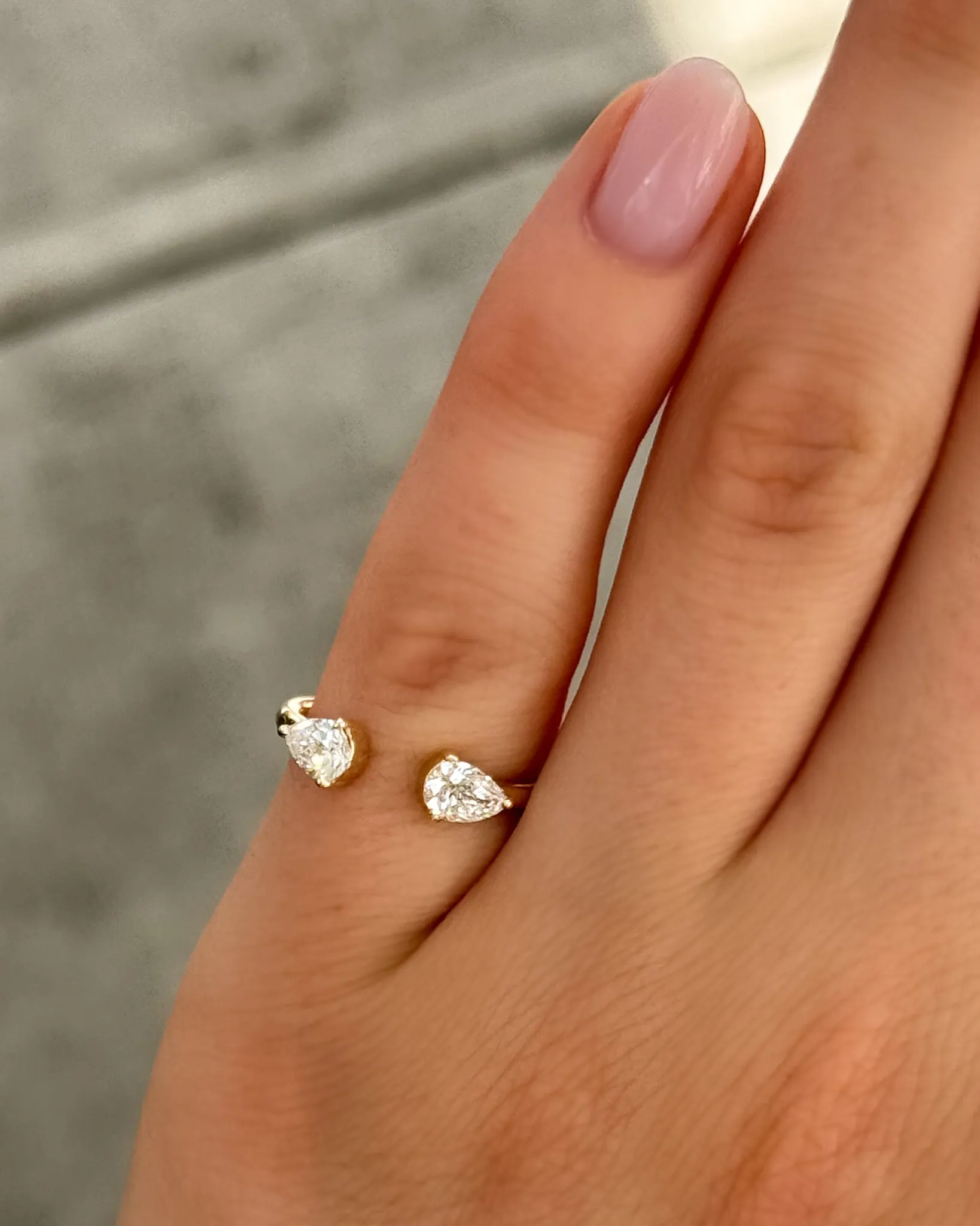 Twin Pear Diamond Finger Cuff