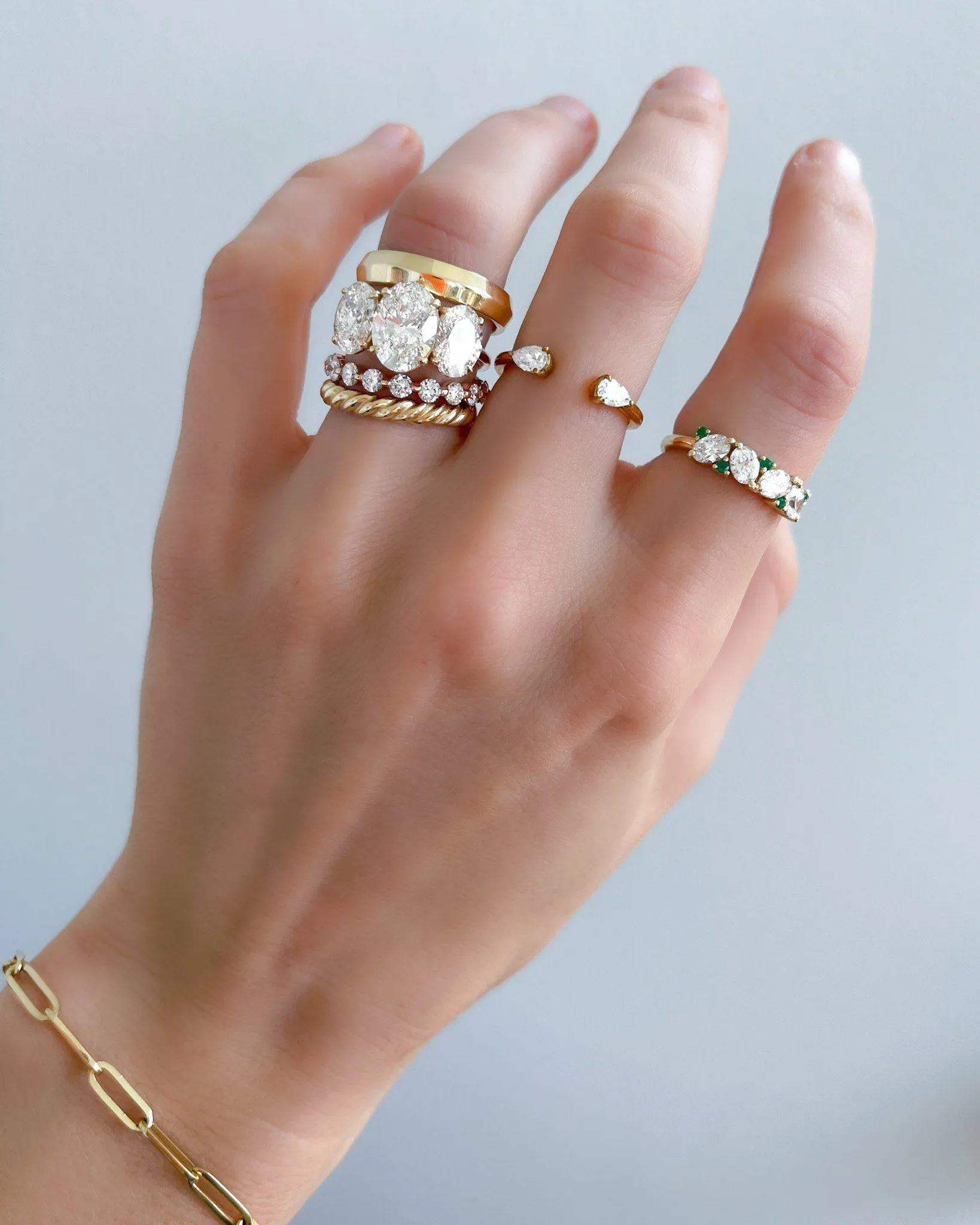 Twin Pear Diamond Finger Cuff