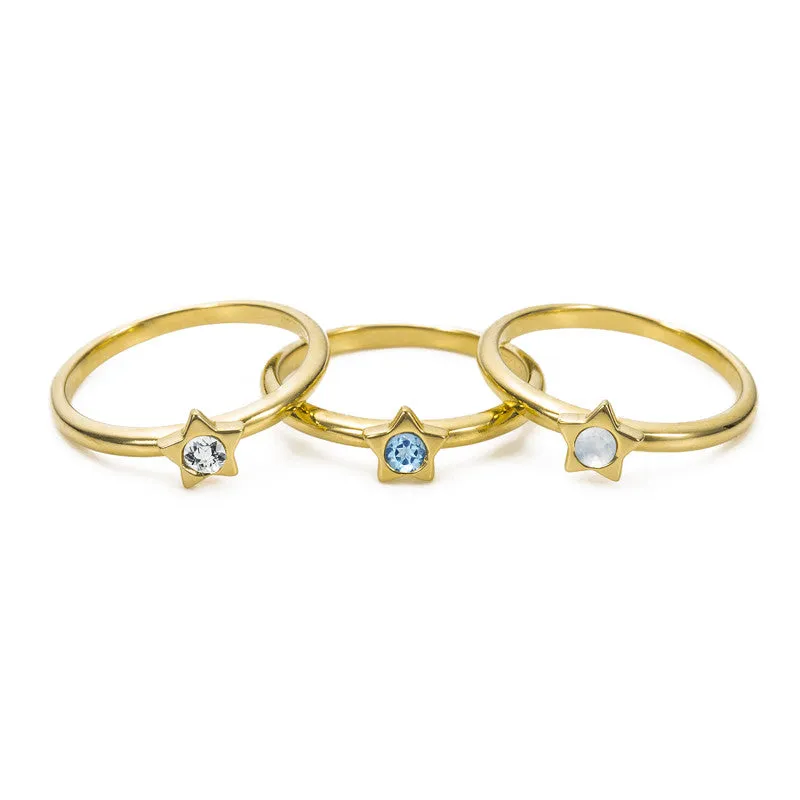 Twinkle Stacking Birthstone Rings - 14K Gold