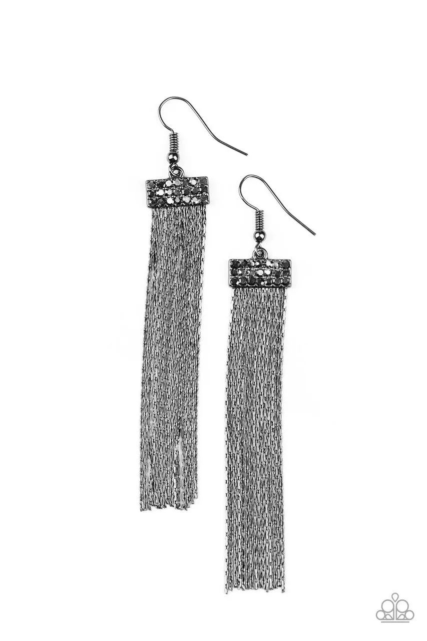 Twinkling Tapestry Black Paparazzi Earrings