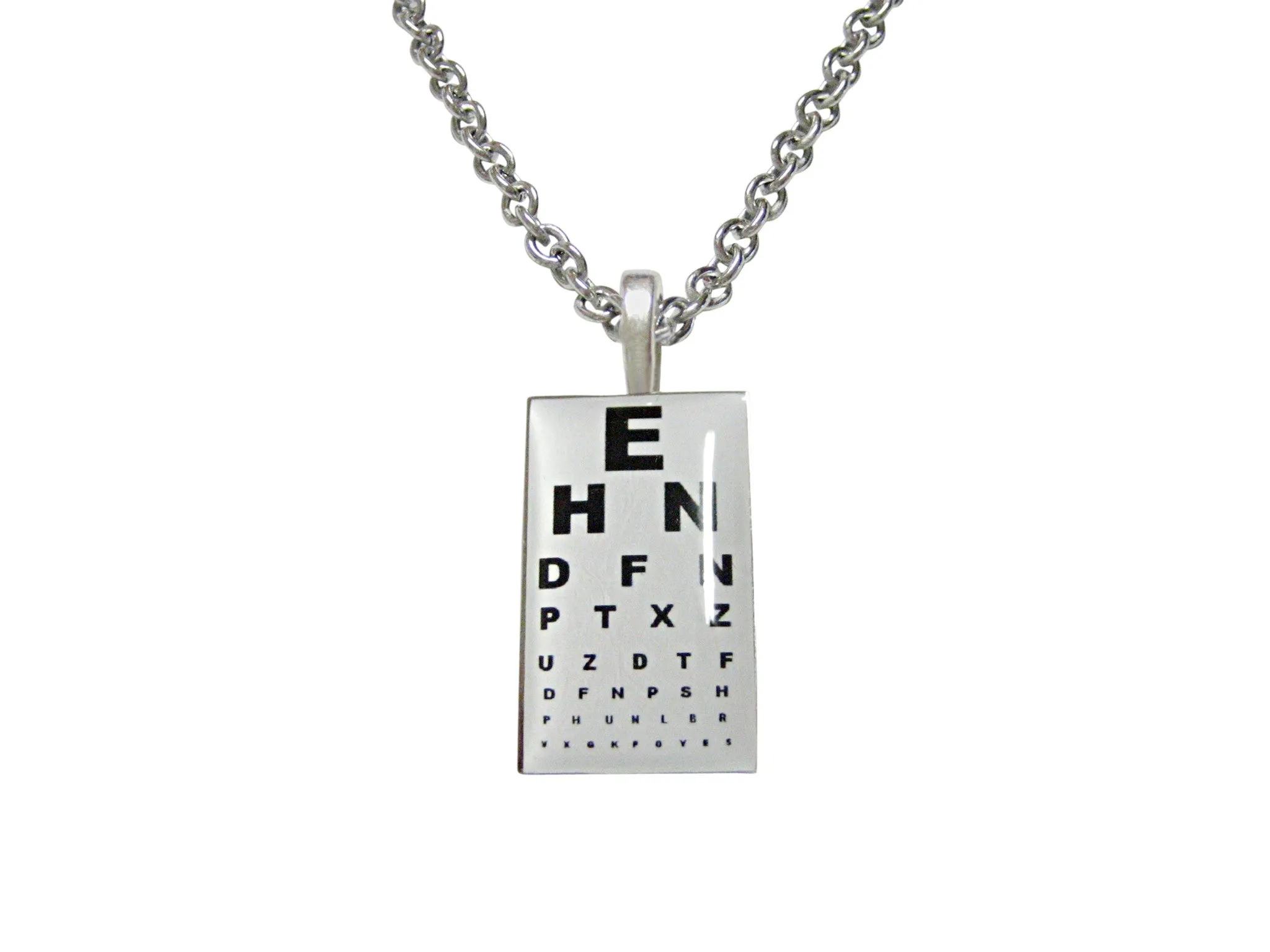 Unbordered Rectangular Optometrist Pendant Necklace
