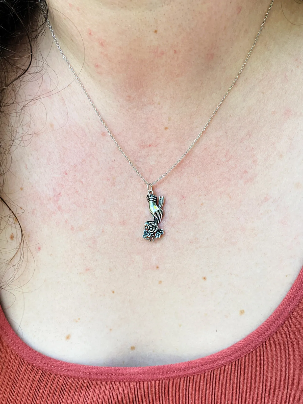 Victorian Hand & Flowers Necklace