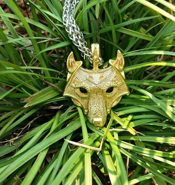 Viking Wolf Head Necklace