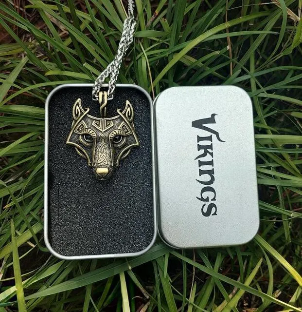 Viking Wolf Head Necklace