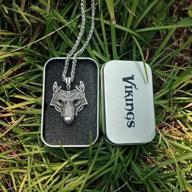 Viking Wolf Head Necklace