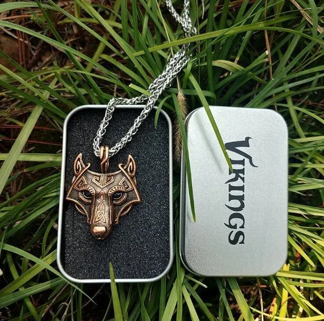 Viking Wolf Head Necklace