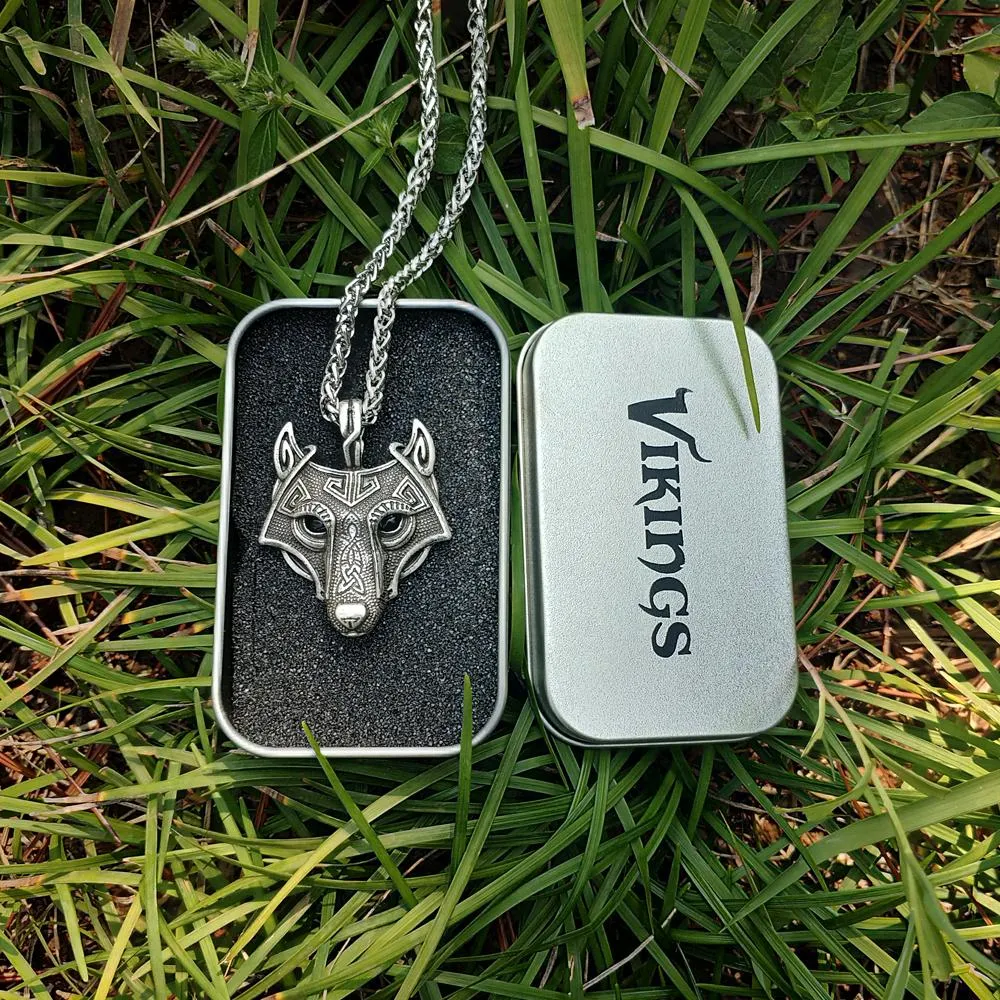 Viking Wolf Head Necklace
