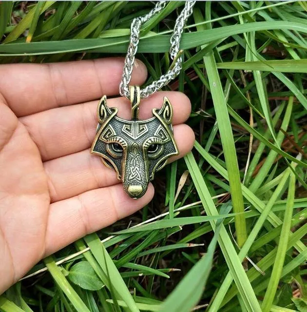 Viking Wolf Head Necklace