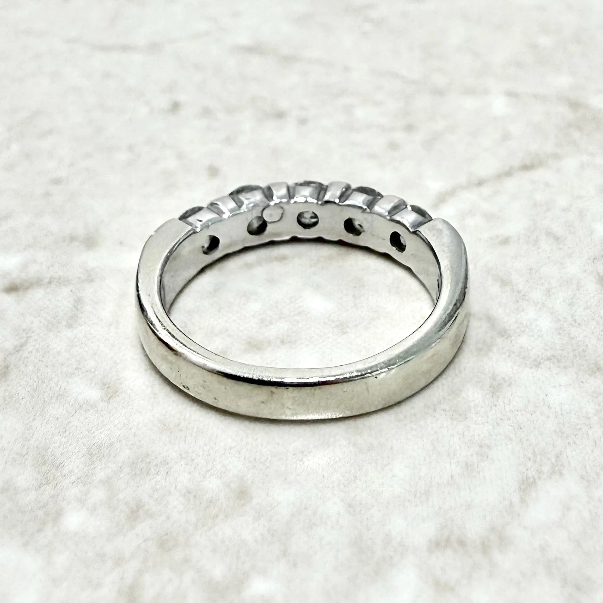 Vintage 14 Karat White Gold 1.03 Carat Diamond Band Ring