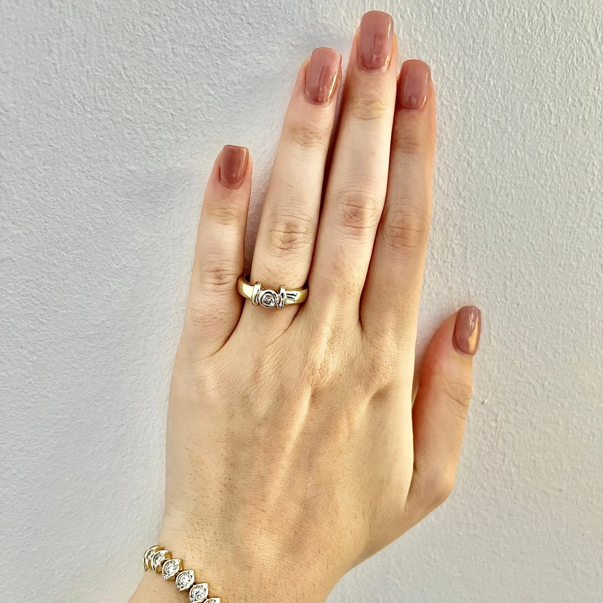 Vintage 14 Karat Yellow Gold 0.20 Carat Bezel Diamond Solitaire Ring