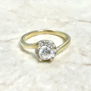 Vintage 14 Karat Yellow Gold 0.42 Carat Natural Diamond Halo Engagement Ring