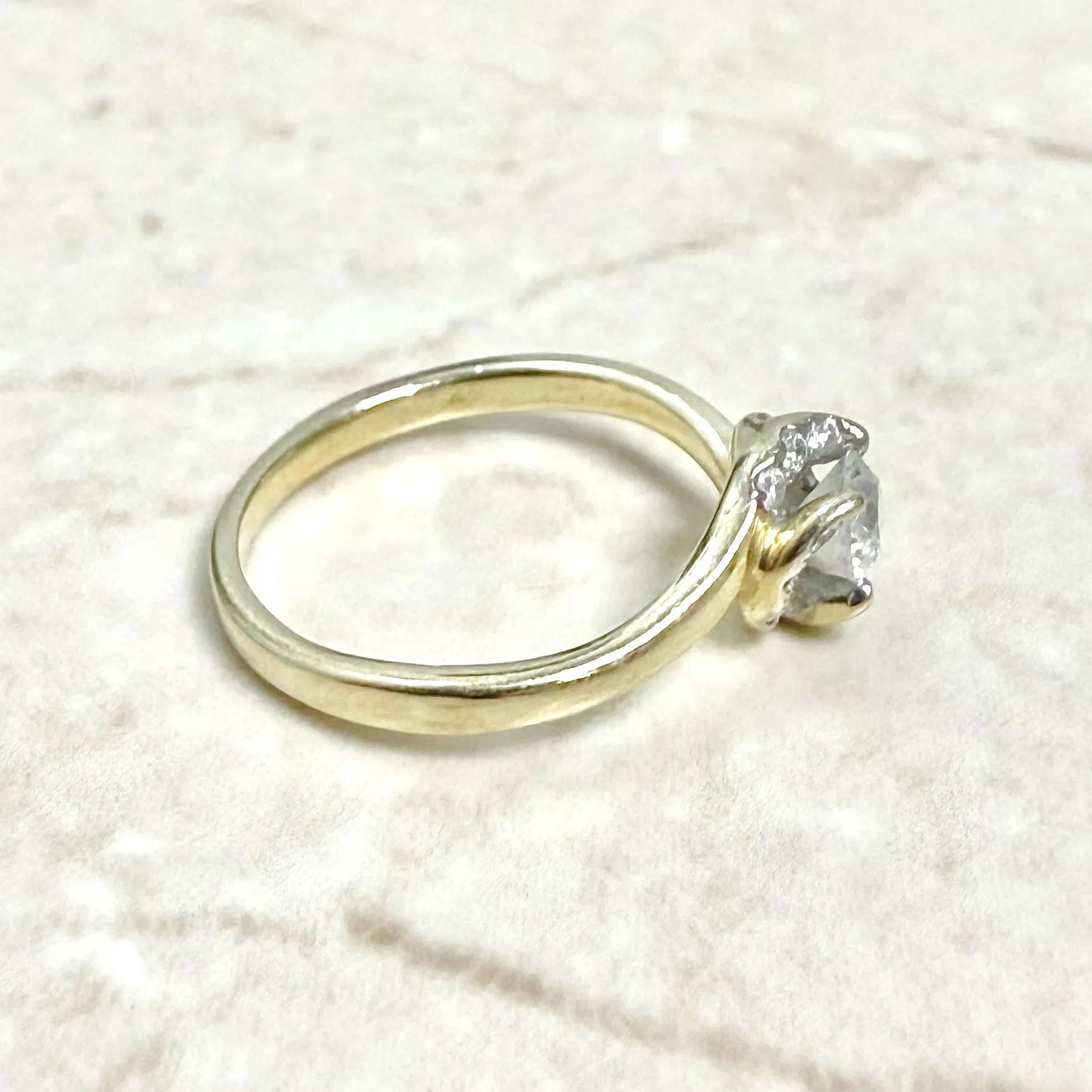 Vintage 14 Karat Yellow Gold 0.42 Carat Natural Diamond Halo Engagement Ring