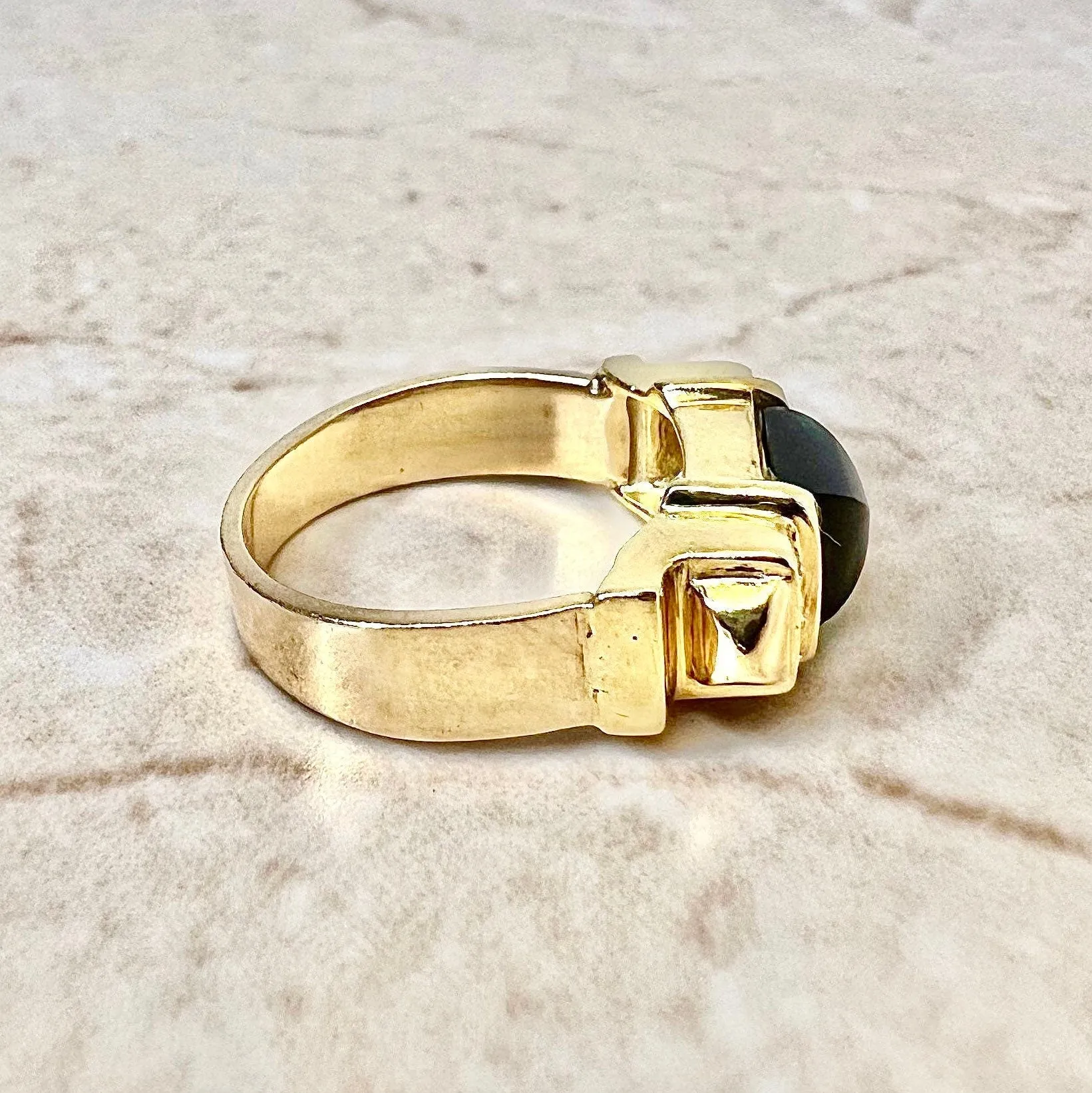 Vintage 14 Karat Yellow Gold Green Tourmaline & Diamond Cocktail Ring