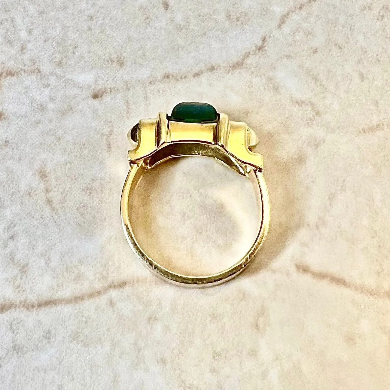 Vintage 14 Karat Yellow Gold Green Tourmaline & Diamond Cocktail Ring