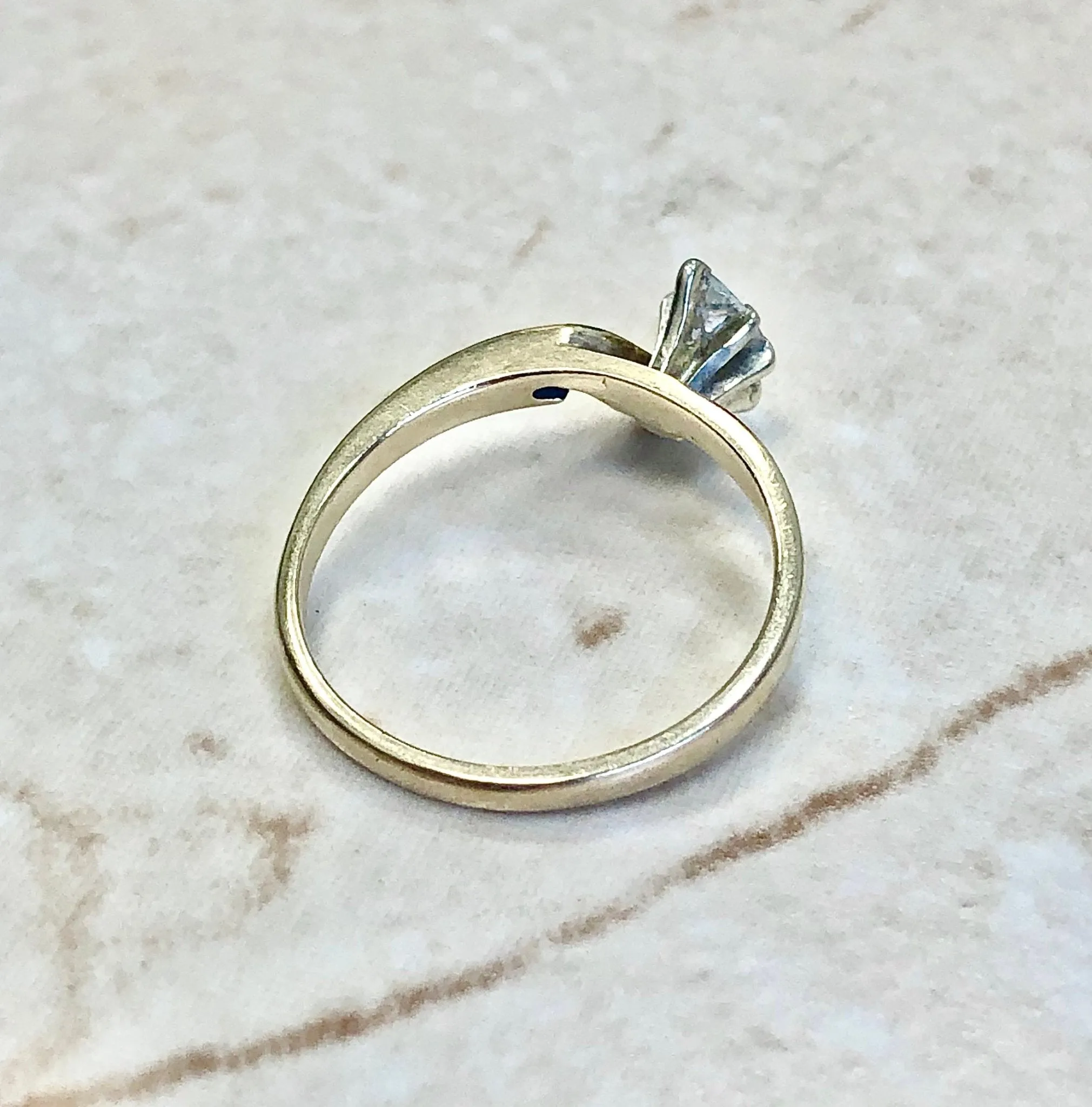 Vintage 14 Karat Yellow Gold Marquise Diamond Solitaire Ring