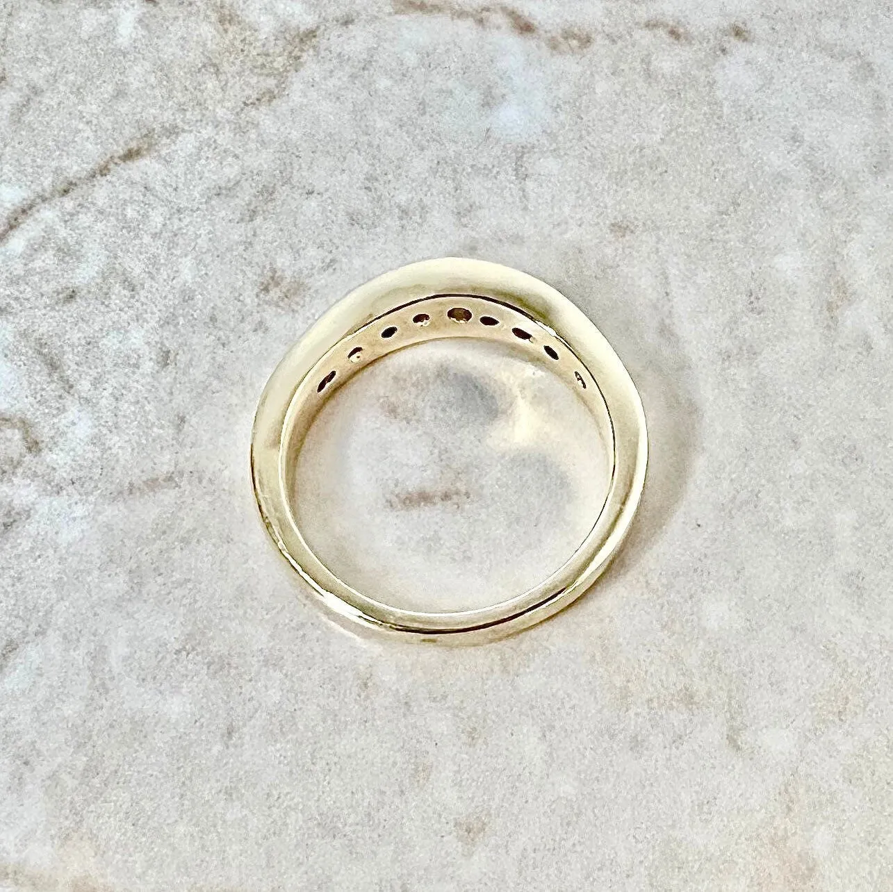 Vintage 14 Karat Yellow Gold Wavy Channel-Set 0.45 Carat Diamond Half-Eternity Band Ring