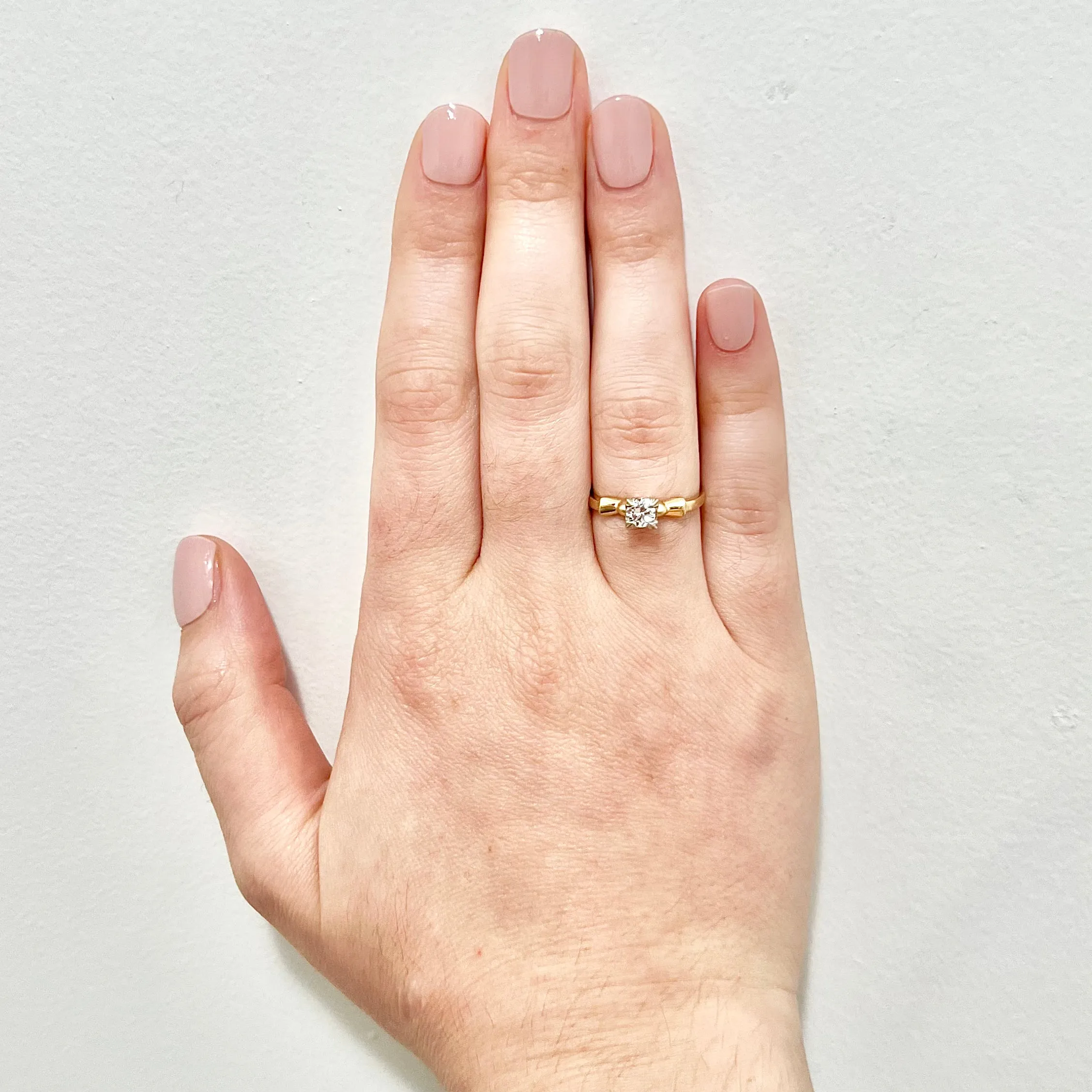 Vintage 1940’s Retro 14 Karat Yellow Gold 0.40 Carat Diamond Solitaire Engagement Ring