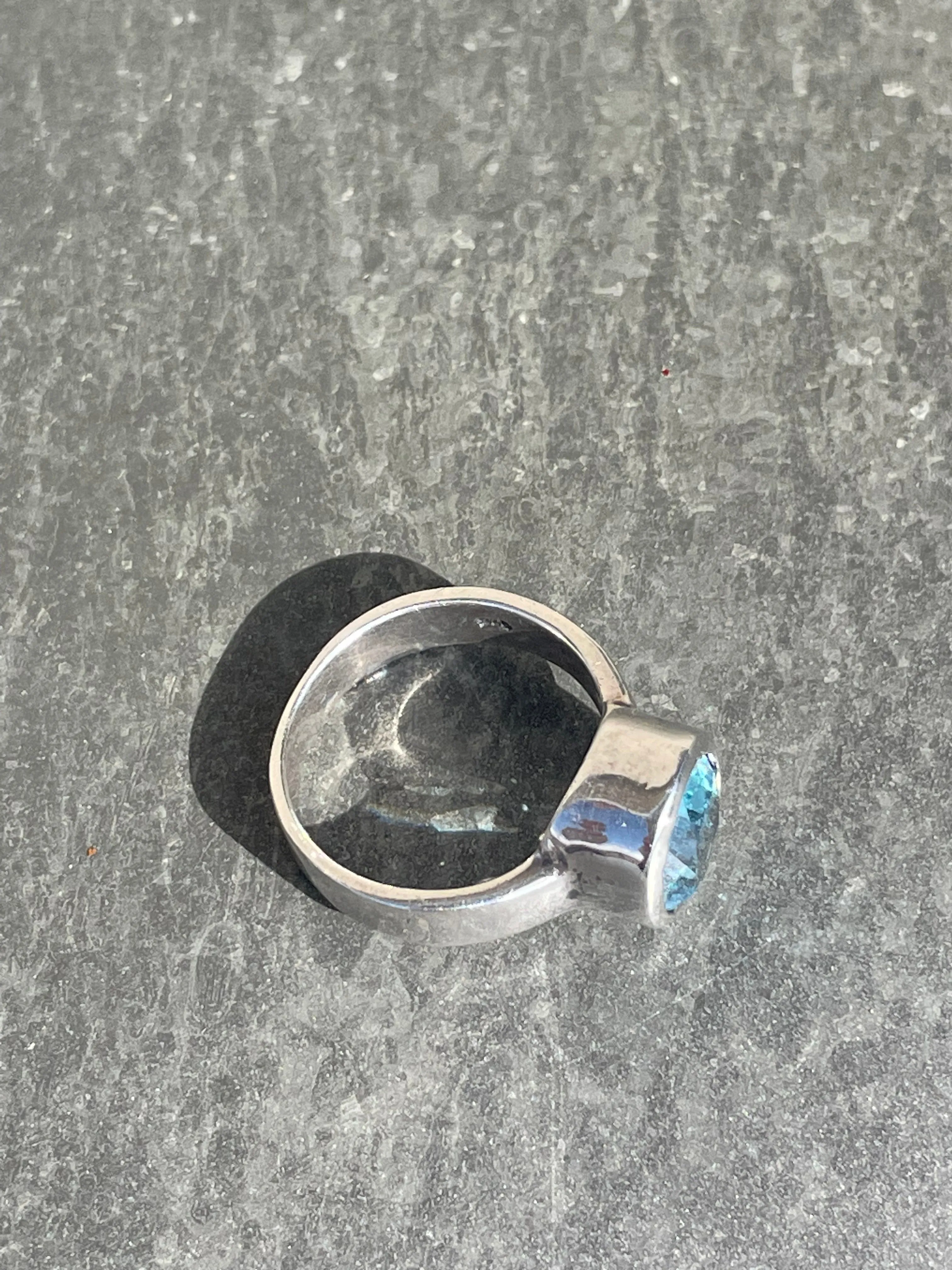 Vintage Blue Topaz and Sterling Silver Ring