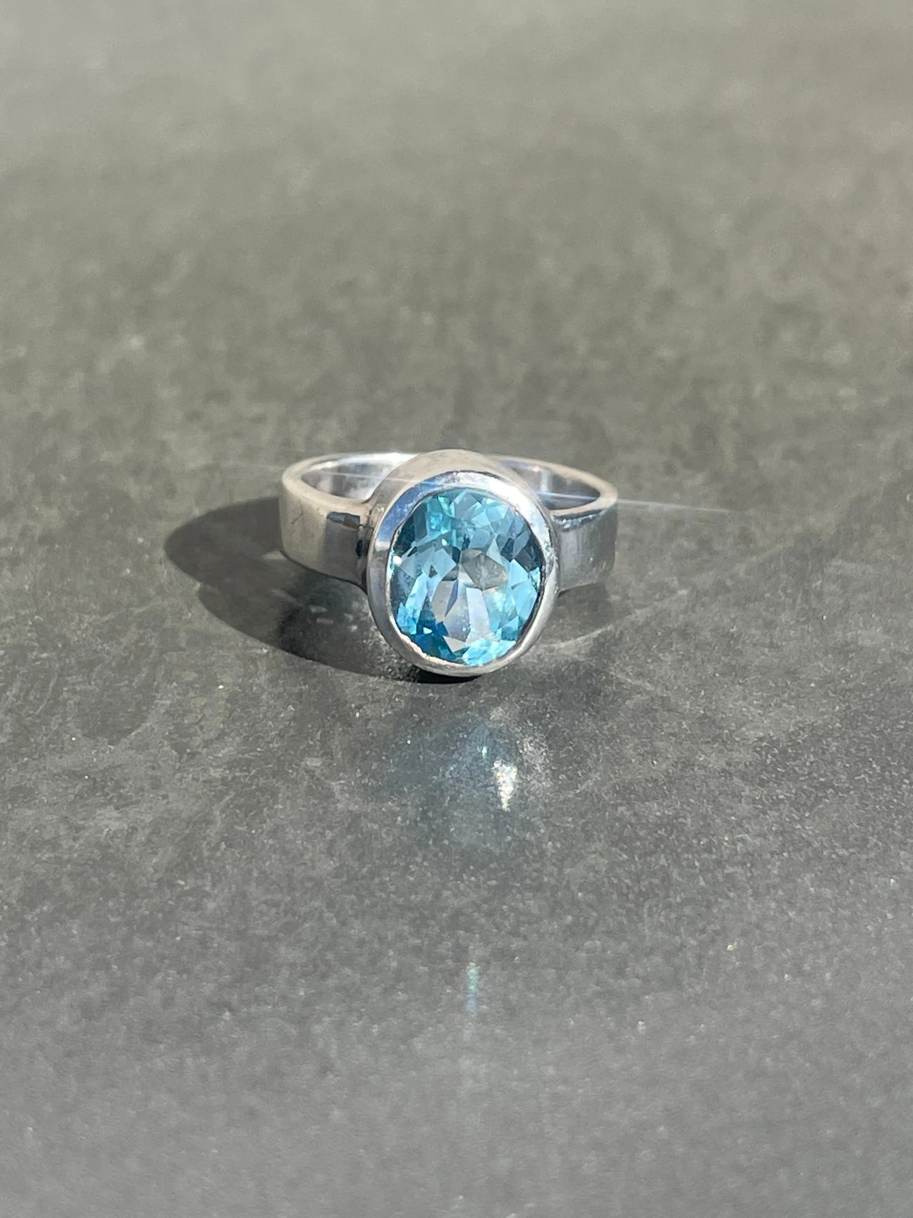 Vintage Blue Topaz and Sterling Silver Ring