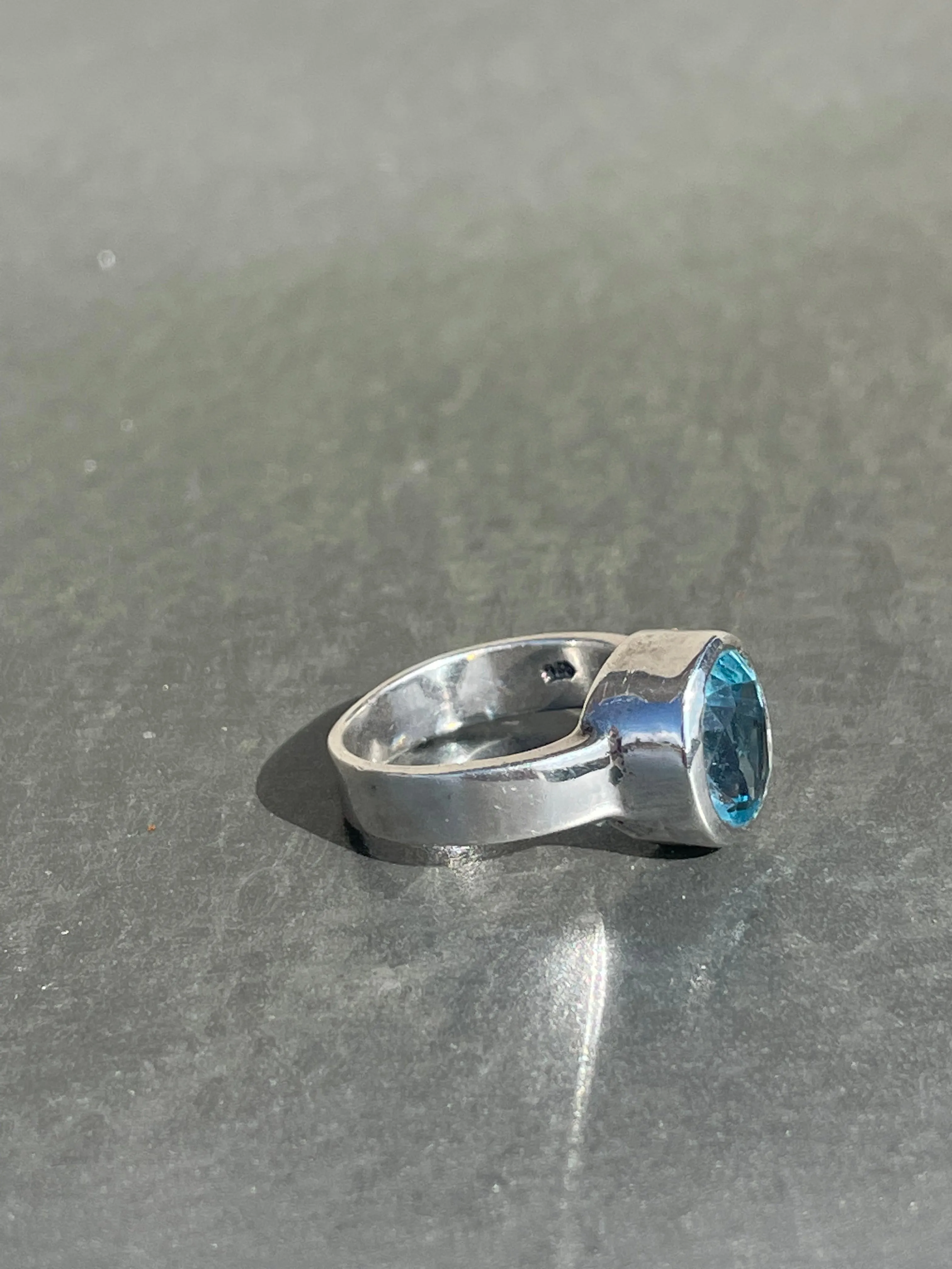 Vintage Blue Topaz and Sterling Silver Ring