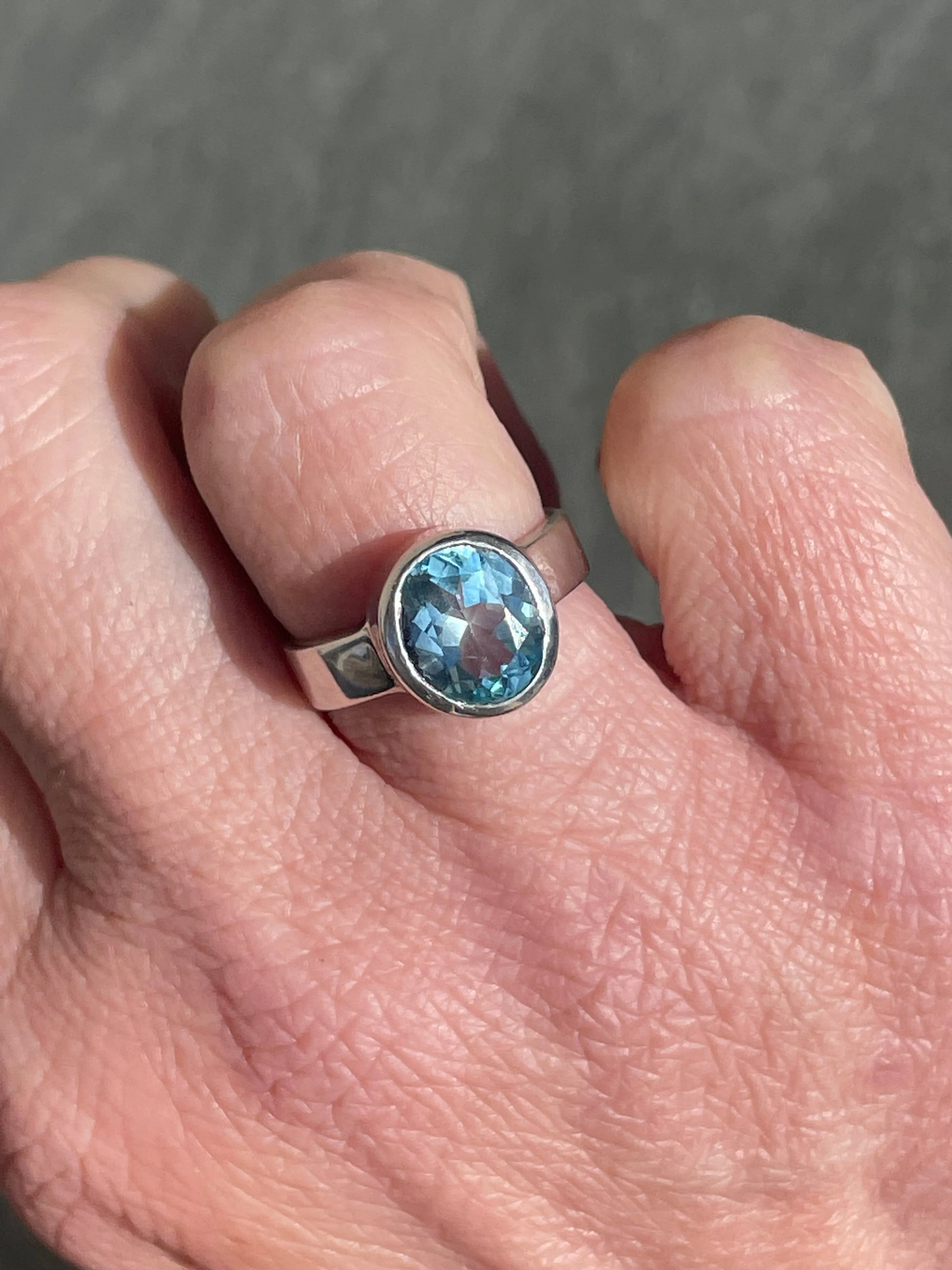 Vintage Blue Topaz and Sterling Silver Ring