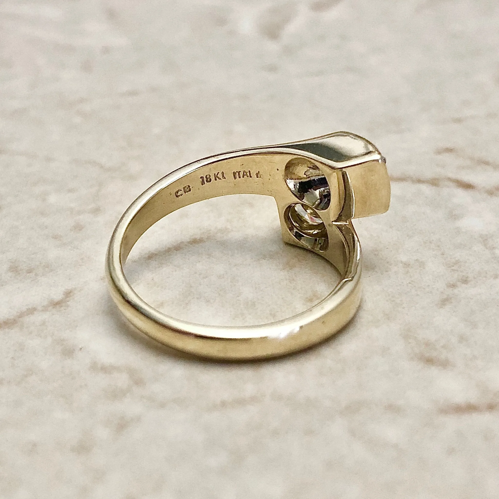 Vintage Italian Toi Et Moi 0.75 Carat Diamond & Yellow Diamond Ring
