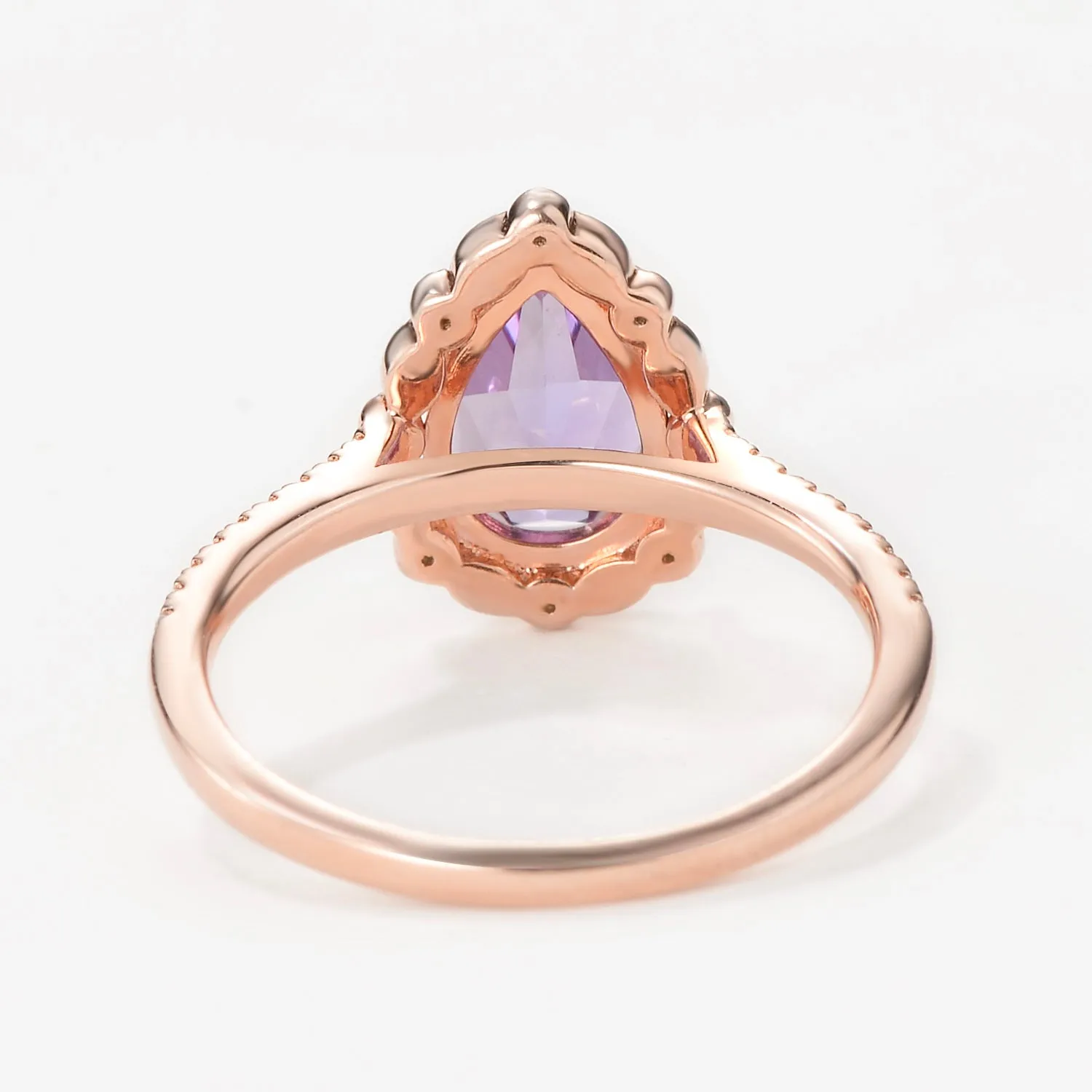 Vintage Pear Lab Alexandrite Antique Halo Ring