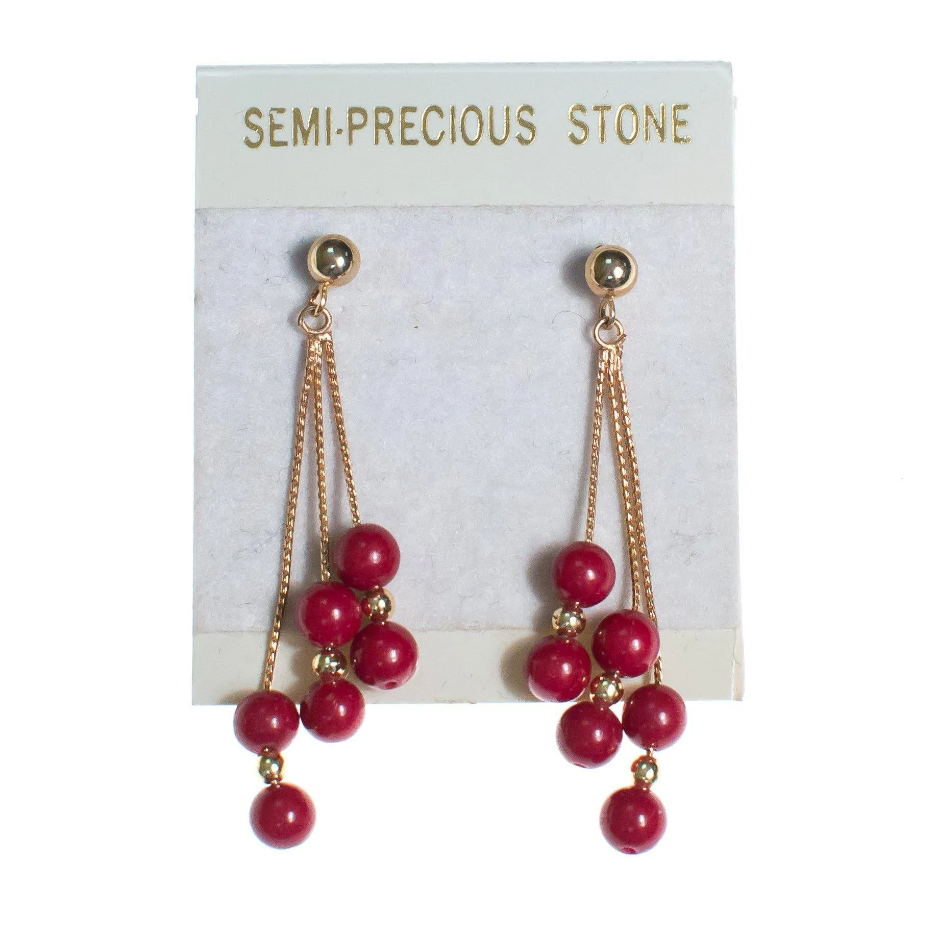 Vintage Rubelite Bead Drop Earrings