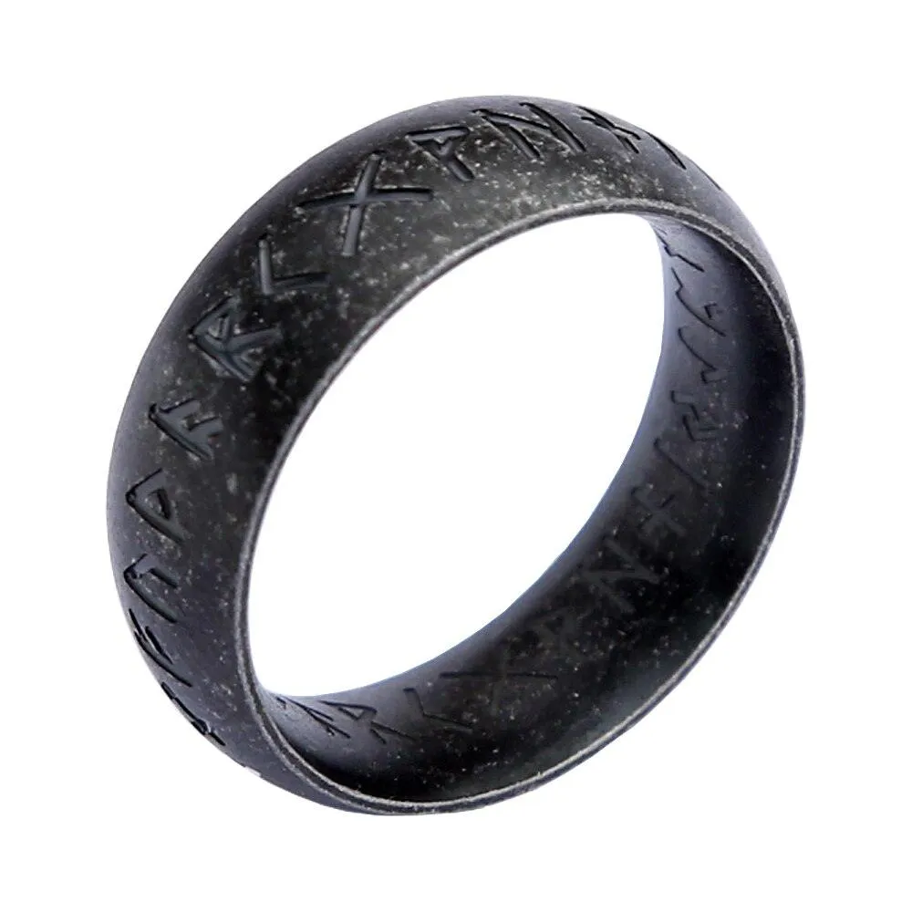 Vintage Viking Rune Stainless Steel Biker Ring with Simple Design