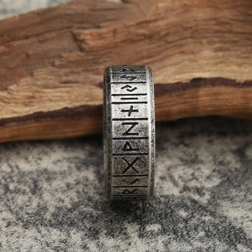Vintage Viking Rune Stainless Steel Biker Ring with Simple Design