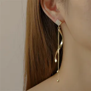 White Enamel & 18K Gold-Plated Rhombus Twisted Tassel Drop Earrings