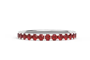 WHITE GOLD BIRTHSTONE HALF PAVE STACKING RING