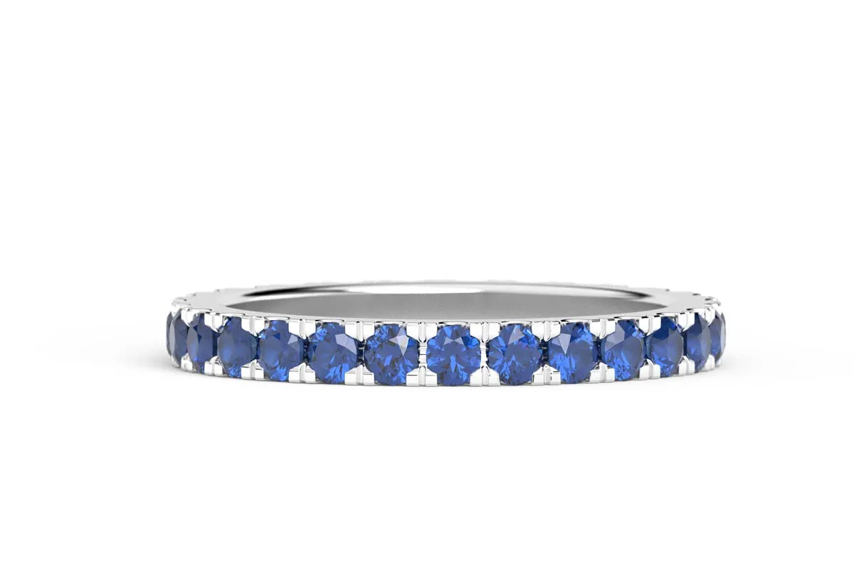 WHITE GOLD BIRTHSTONE HALF PAVE STACKING RING